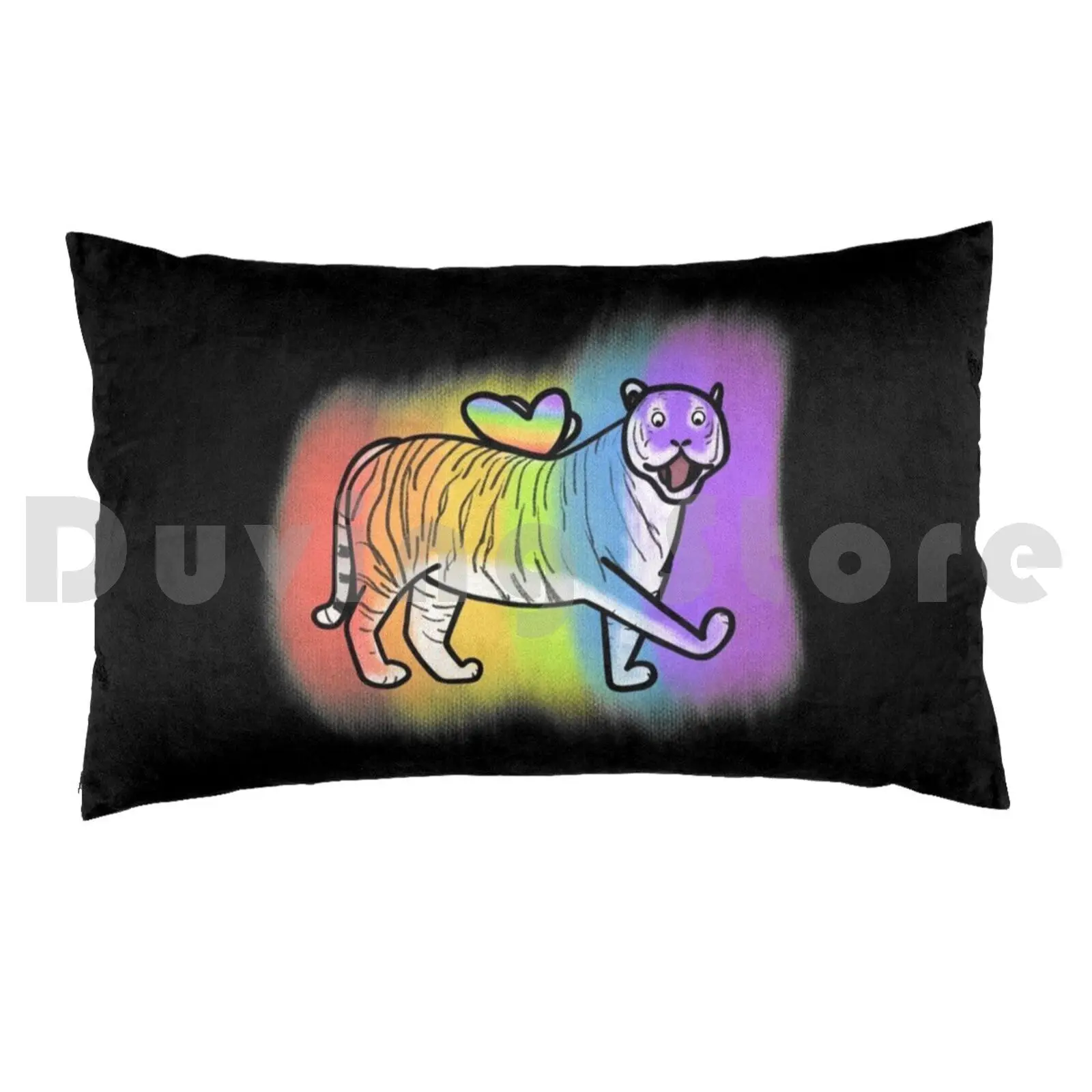 Flying Rainbow Tiger Pillow Case DIY 50*70 Marymwoolf Mary Woolf Character Cute Tiger Cartoon Animal Funny Happy Rainbow