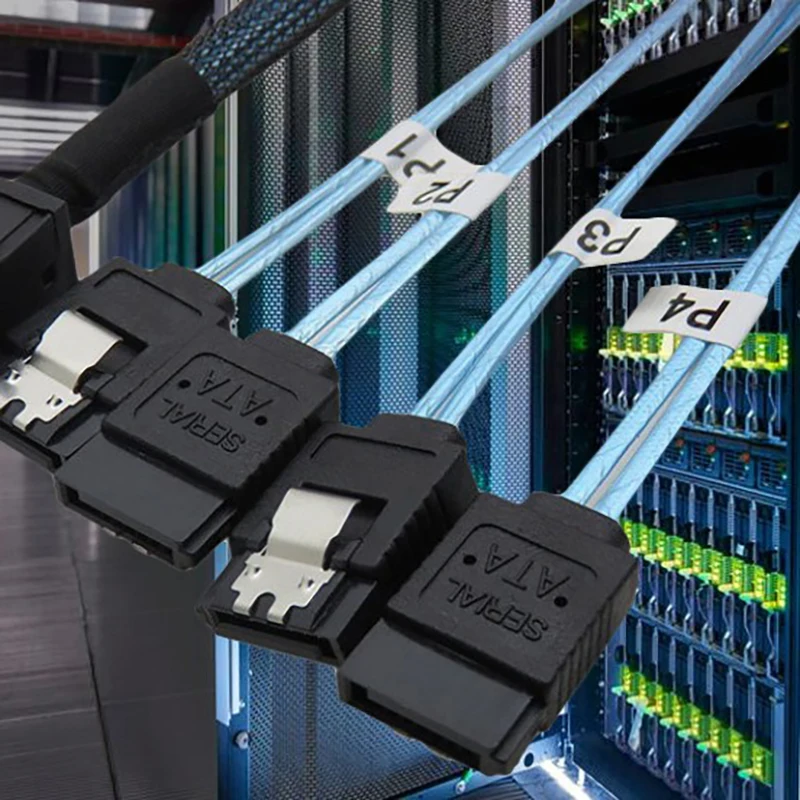 MiniSAS HD SFF-8643 to 4SATA straight head hard disk data cable cable 12G interface cable mining