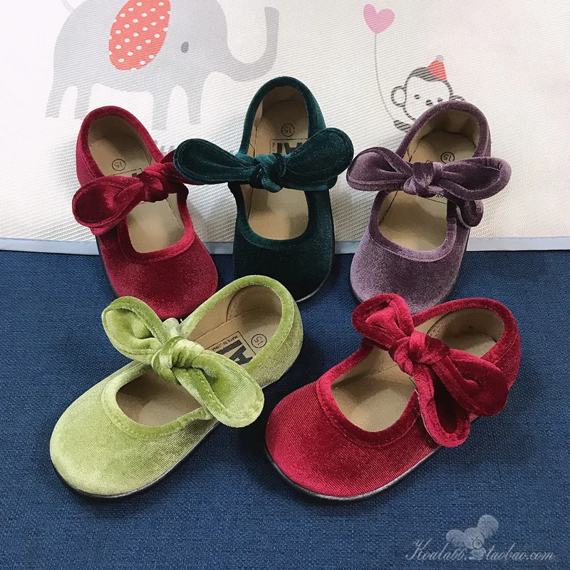 ULKNN zapatos de terciopelo para niñas, zapatillas de princesa Mary Jane, zapatos de ballet hechos a mano, zapatos de tela de suela suave, zapatos