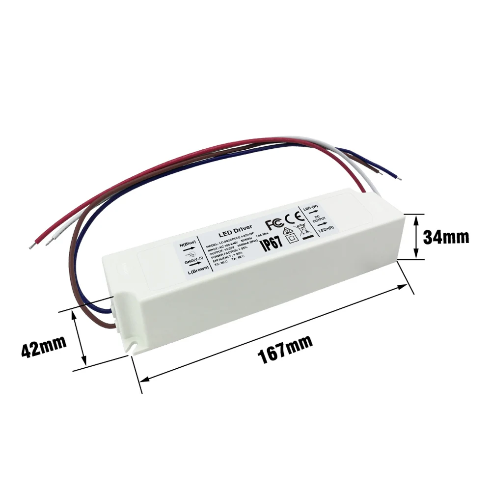 Lighting Transformers LED Driver Constant Current 700 1200 2100 2400 3000 mA 40 50 60 70 80 W Watt IP67 Power Supply