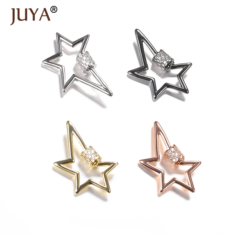 

Juya Fastener Screw Clasp Lock Hook Spiral Star Zircon Clasps Accessories for DIY Luxury Jewelry Making Woman Necklace Made