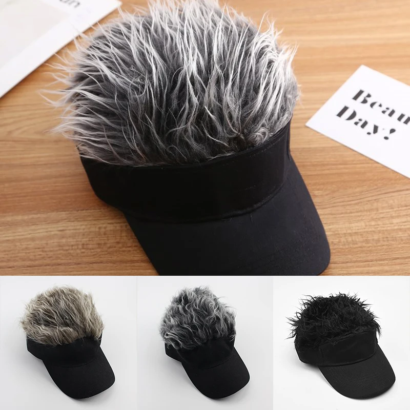 Baseball Cap Hair Visor Cap Toupee Wig Hat Golf Sun Caps Novelty Baseball Cap for Women and Men -MX8 Multiple Style Convenient