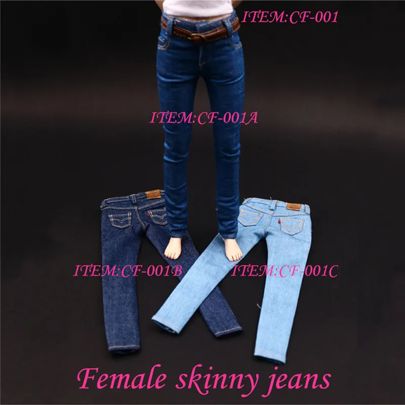 CF001 A/B/C 1/6 Female Women Soldier Skinny Jeans Pants Slim Stretch Trousers Clothes For 12Inch Ph Doll Jiaoudol Action Figure