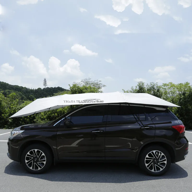 Car Tent Semi-Automatic Hot Summer Car Umbrella Cover, Portable Movable Carport, Car Protection Sunproof Anti-UV Canopy/Sunshade