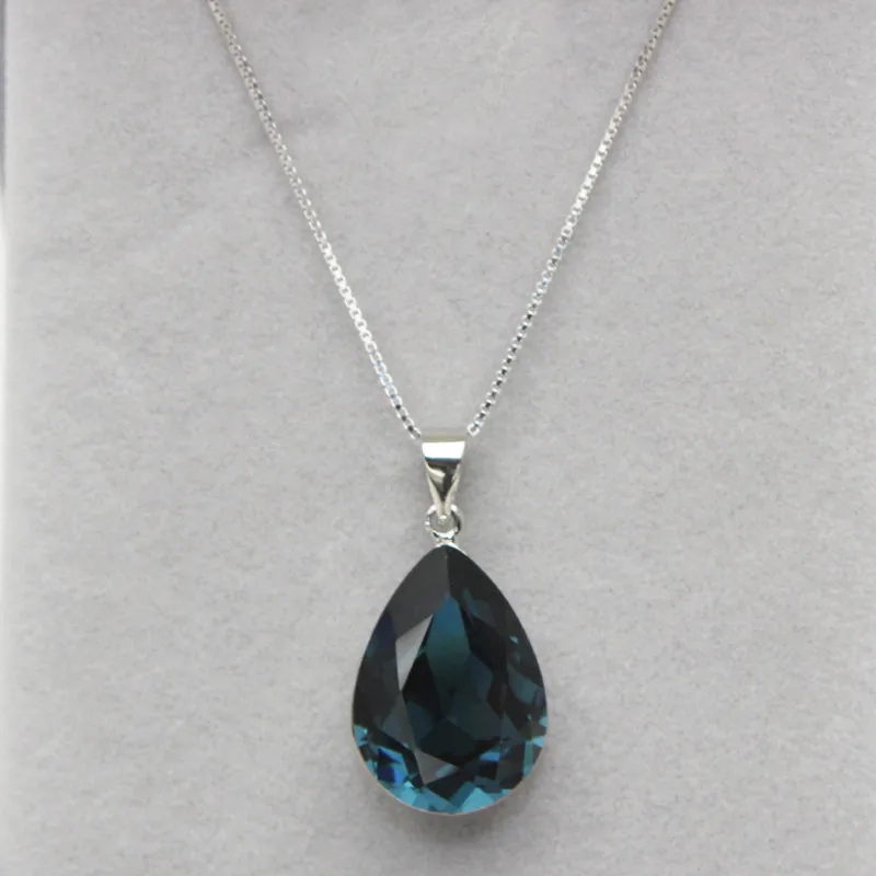 2021 Trendy New Pear Crystal Stone Pendants Necklace For Fashion Women Mother\'s Birthday Day Hiqh Quality Jewelry
