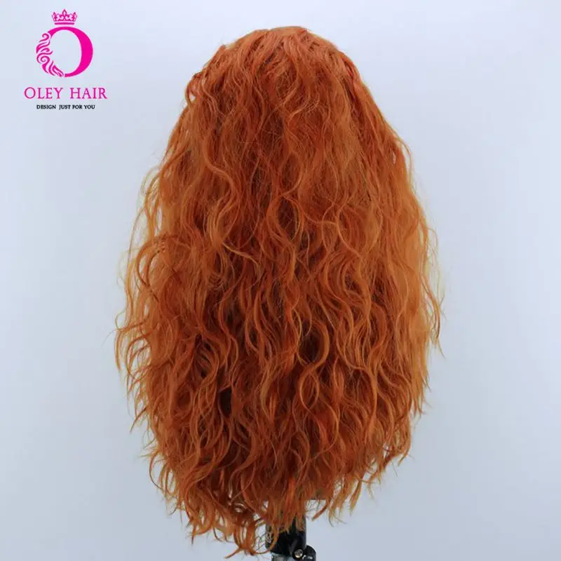 Deep Wave Ginger Wig Synthetic Lace Front Wig Glueless Heat Resistant Orange Wig High Density Long Cosplay Wigs For Black Women