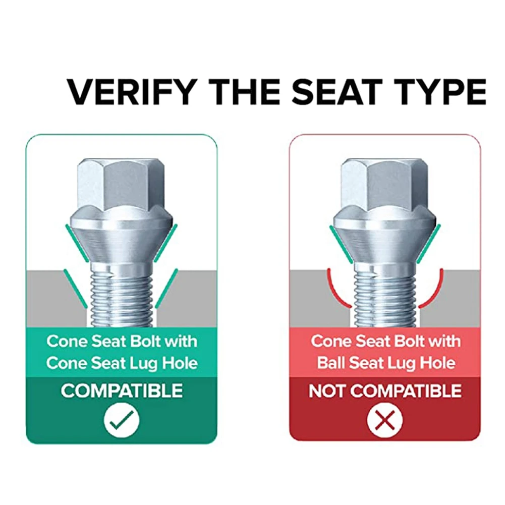 자동차 휠 너트 볼트 콘 시트 나사, 다양한 길이, BMW, 폭스바겐, 아우디, 메르세데스용, M12 x 1.5, 14x1.5, 14x1.25, 12x1.25, 1 개