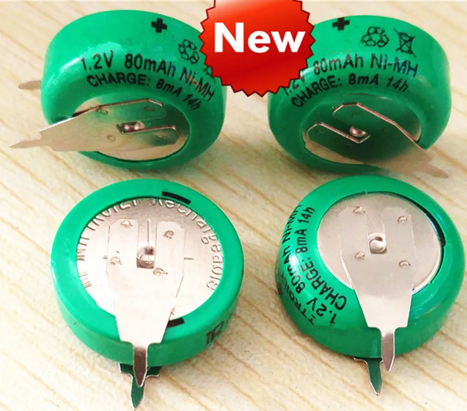 New 1PCS-10PCS 1.2V 80mAh button Nickel metal hydride electric button 80mAh 1.2V with foot timer