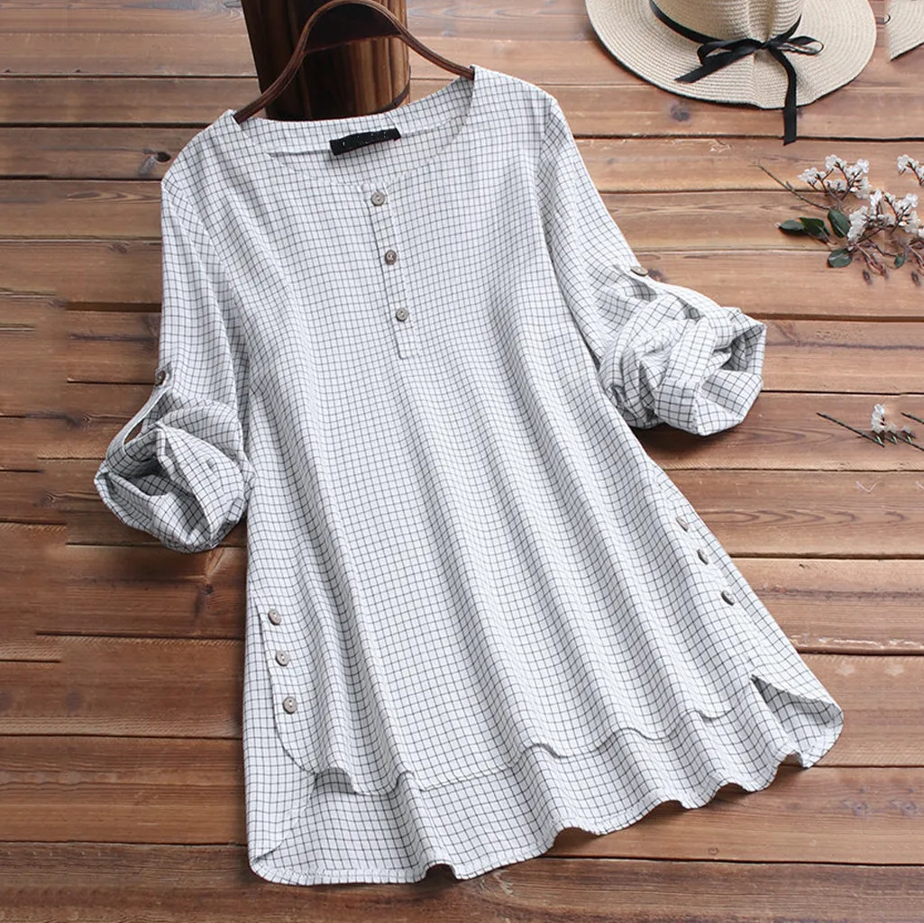 Women Loose Long Sleeve Tunic Tops Casual Blouses Large  Linen Cotton Shirt Summer Elegant Blouse Streetwear Fashion