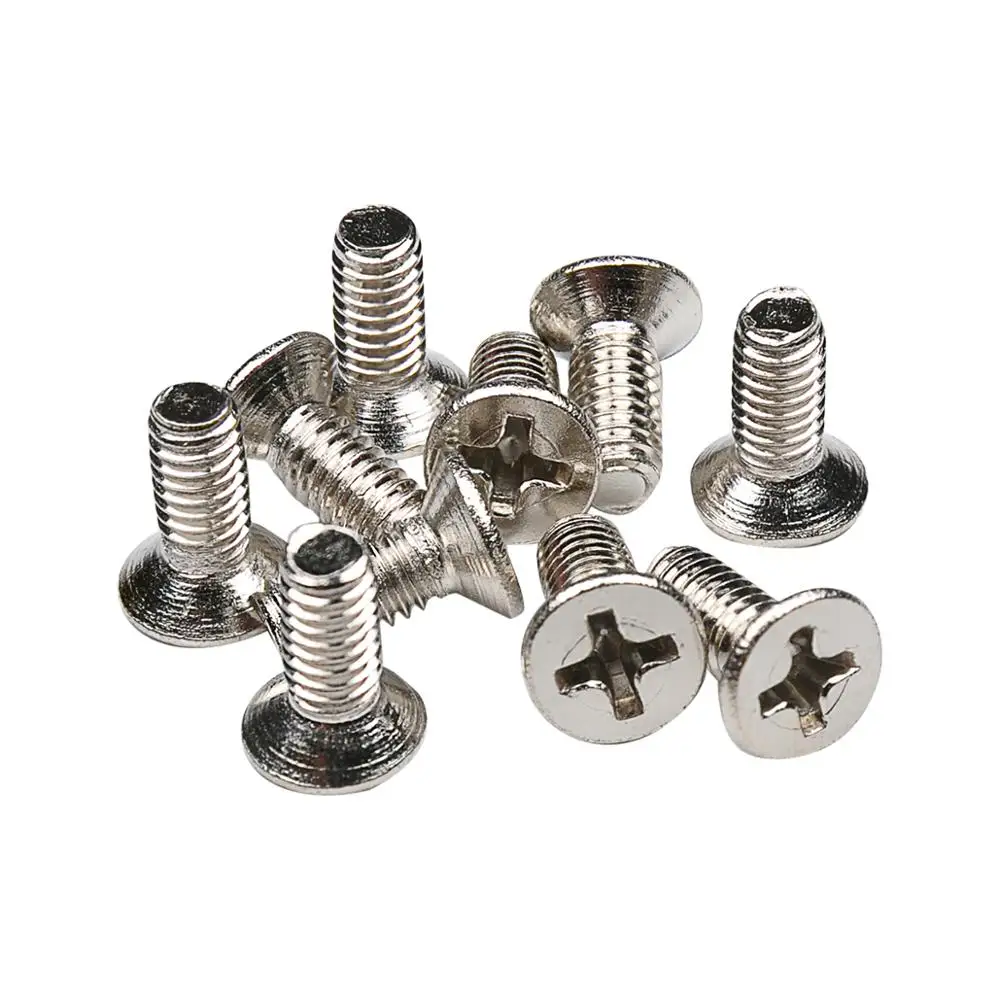 Musiclily Pro Stainless Steel 4mm Countersunk Screws for Strat Tremolo Bridge Block or LP Pickguard Bracket, Chrome (Set of 10)