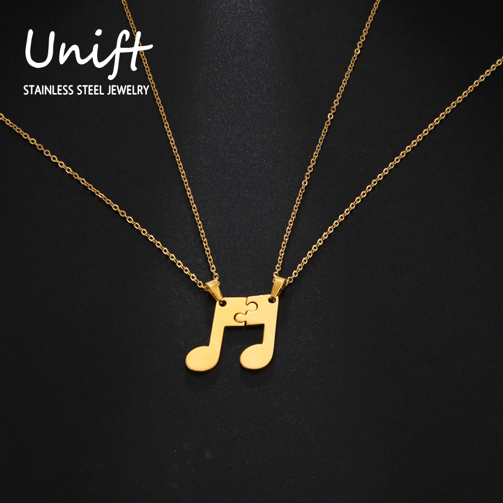 Unift Best Friend Necklace for Women Girls Bff Couples Matching Pendant Music Note Necklace Trendy Musical Jewelry Musician Gift