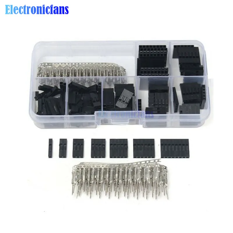 310Pcs 2.54mm Male+Female Dupont Wire Jumper Line Cable Connector Kit PCB Headers 1/2/3/4/5/6/8 Pins Electronics DIY Kit