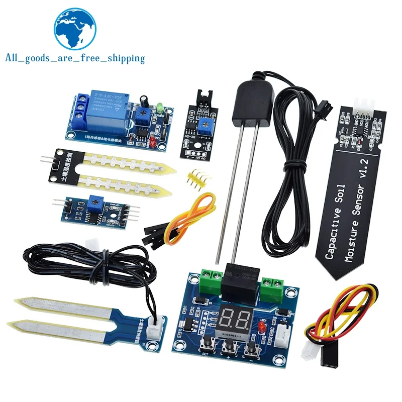 TZT Kapazitiver Bodenfeuchtesensor Modul Bodenfeuchtigkeits-Digitalanzeige Relais-Steuermodul Automatische Bewässerung für Arduino – Detail 1
