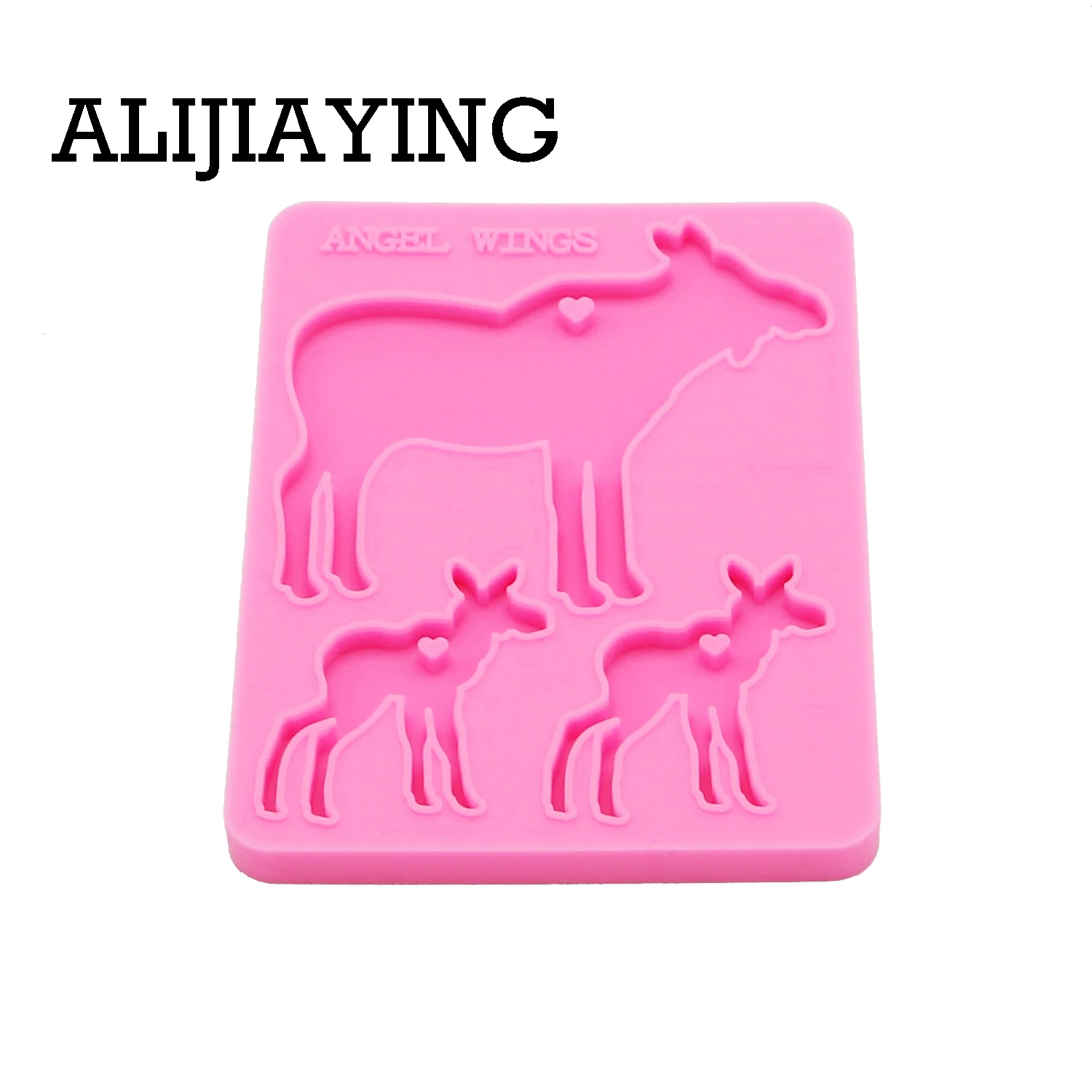 DY0127 shiny Christmas reindeer family mama/baby silicone mold DIY moose deer craft keyring pendant for girl jewelry keychains