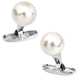 HAWSON Elegance Pearl Cufflinks for Men Fashion French Shirt Accessories Cuff Buttons High Quality With Box