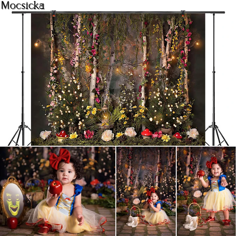 Forest Jungle Sping Flower Dreamy Photography Background Newborn Baby Child Birthday Portrait Cake Smash Backdrop Photo Studio