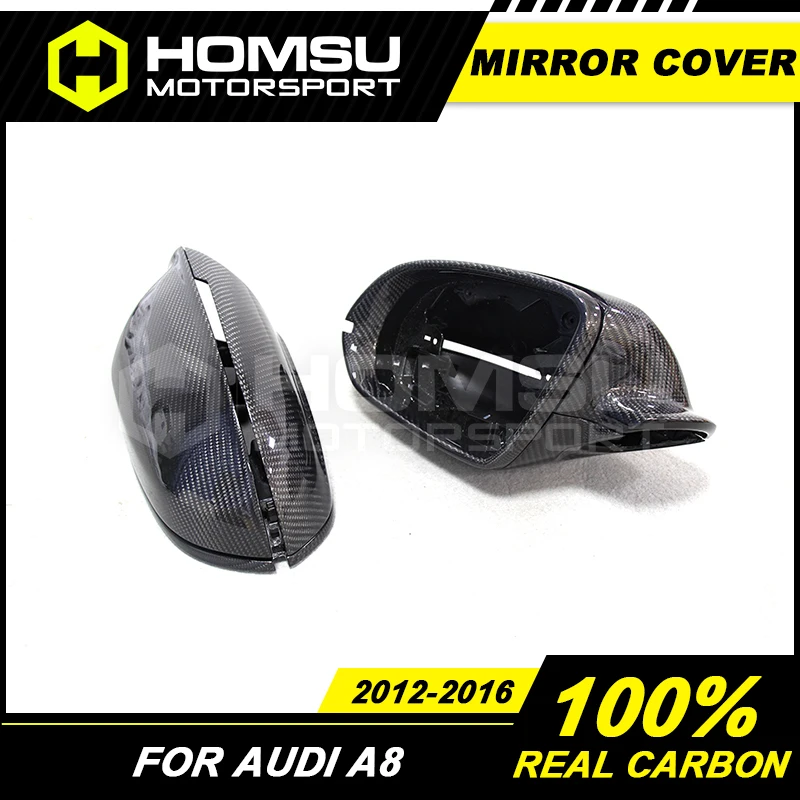 Real Carbon fiber Mirror cover for Aud-i A8 Rear view mirror cover carbon materialYear 2012 2013 2014 2015 2016