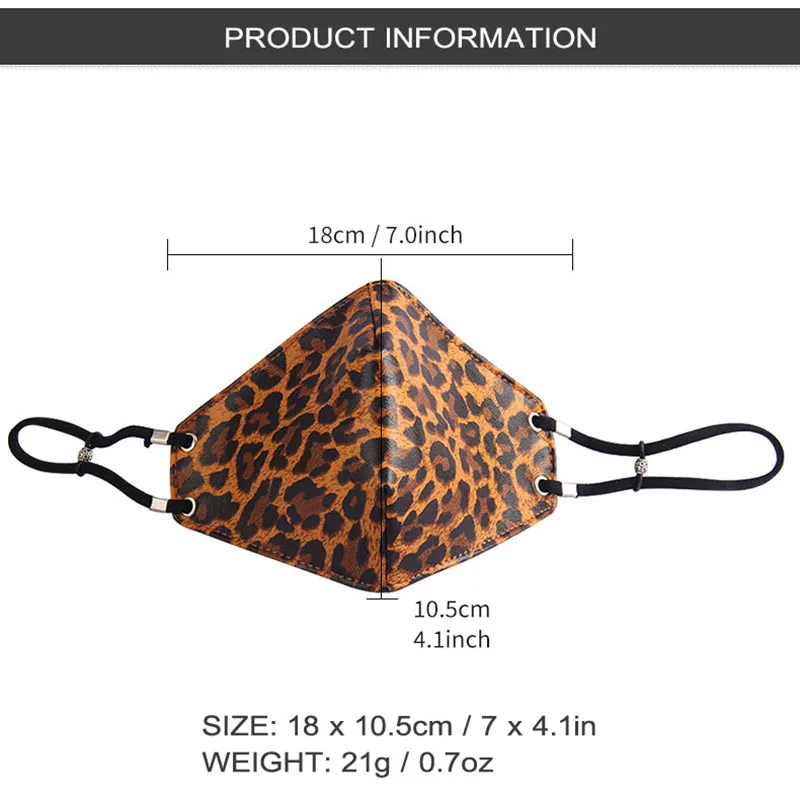 Homens das mulheres motociclista da motocicleta máscara punk leopardo impressão anti nevoeiro à prova de vento poeira couro cobra máscara facial earloop entrega rápida