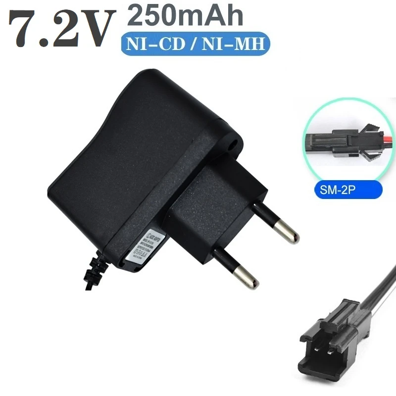 (SM SM-2P Plug) 10Pcs/Sets 7.2V 250mAh Charger For Ni-Cd Ni-MH Battery Pack for RC Toys Car Boat Tank Guns 7.2v Charger