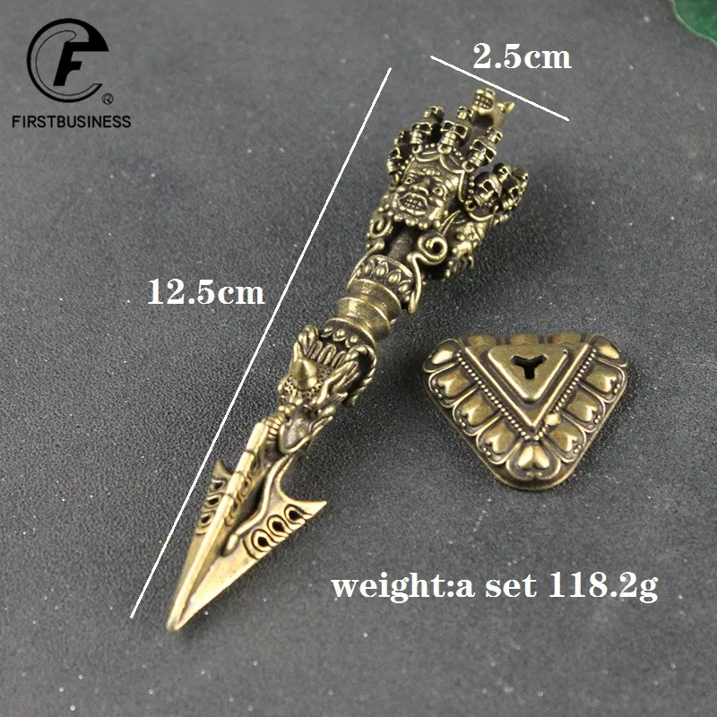Brass Buddha Instrument Ba Jin Just Vajry Pestle Feng Shui Ornament Home Decoration Copper Tea needle Desk Decor Retro Crafts