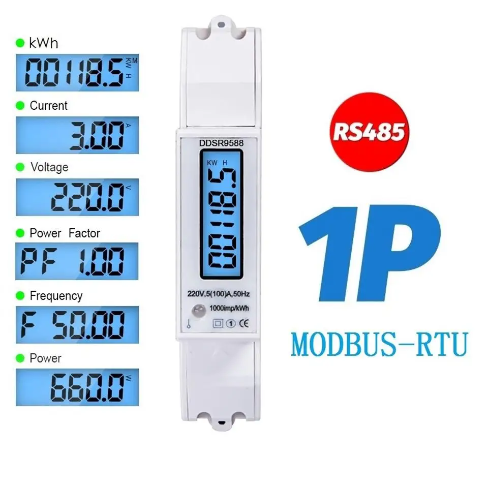 

Многофункциональный цифровой вольтметр-Амперметр на DIN-рейке, ваттметр, ЖК-дисплей с подсветкой, измеритель кВтч переменного тока 230 В, 5-а, с выходом Modbus RS485
