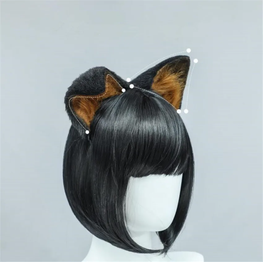 Faux Fur Animal Headband Realistic German Shepherd Dog Furry Plush Ears Hair Hoop Cosplay Costume Party Props C880