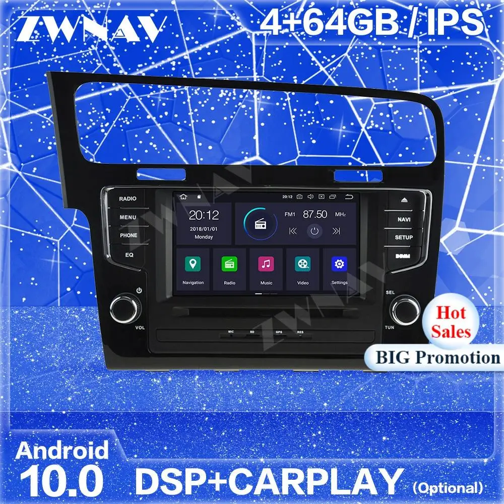 IPS Android 10 Screen Car Player GPS Navi For Golf 7 2013 2014 2015 2016 2017 2018 Auto Radio Stereo Multimedia Player Head Unit