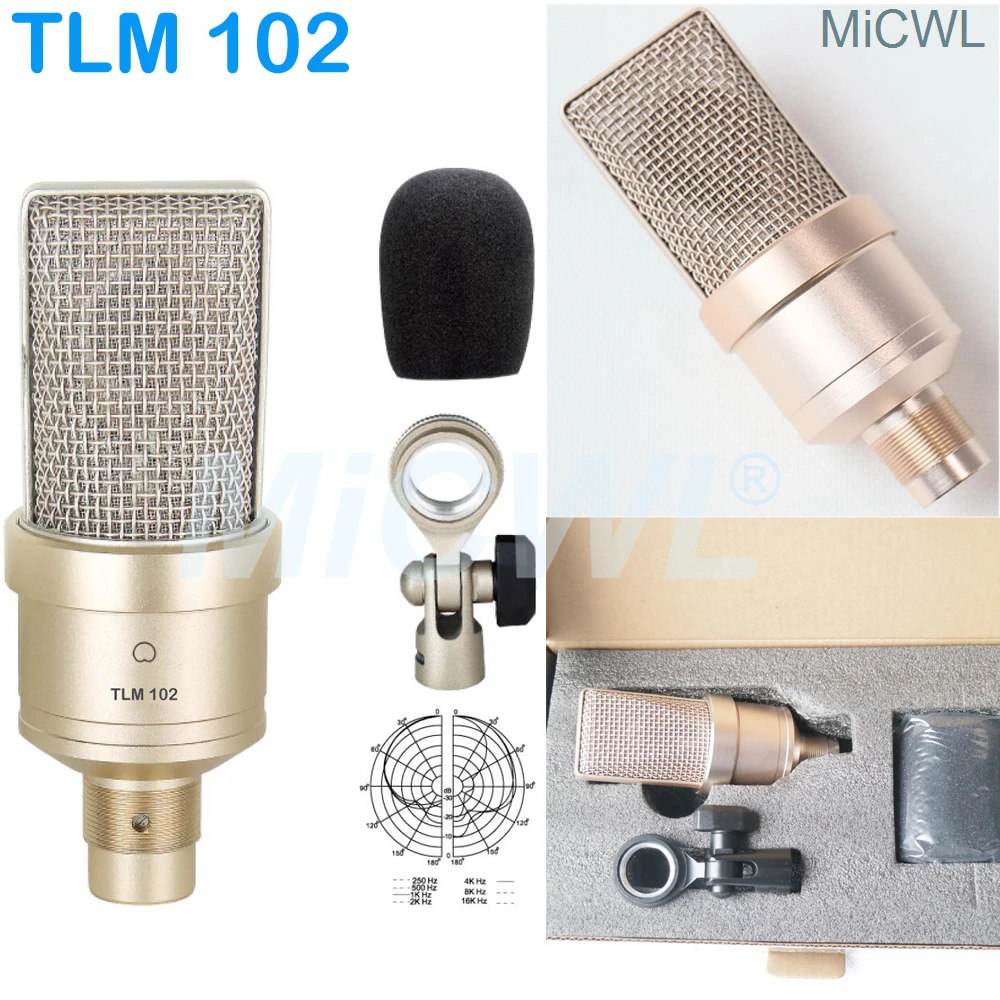 

MiCWL TLM 102 Cardioid Condenser Microphone Professional TLM-102 For Laptop PC Network Live Studio Recording Sing 48V Phantom