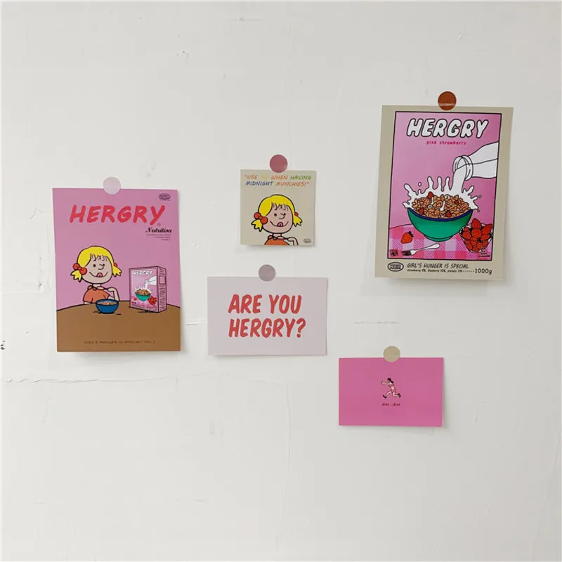 Korean Pink Sweet Girl Postcard Decorative Cards Metope Decoration Cards Multi Function Poster Notebook Photo Props Wall Sticker