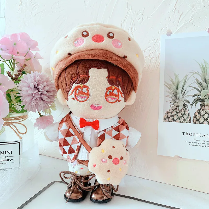 

Idol Plush Doll Clothes Suit Puppet Cookie Clothes Pants Suit For 20cm EXO Wangyibo Baby Clothes Idol Plush Doll Backpack Dress