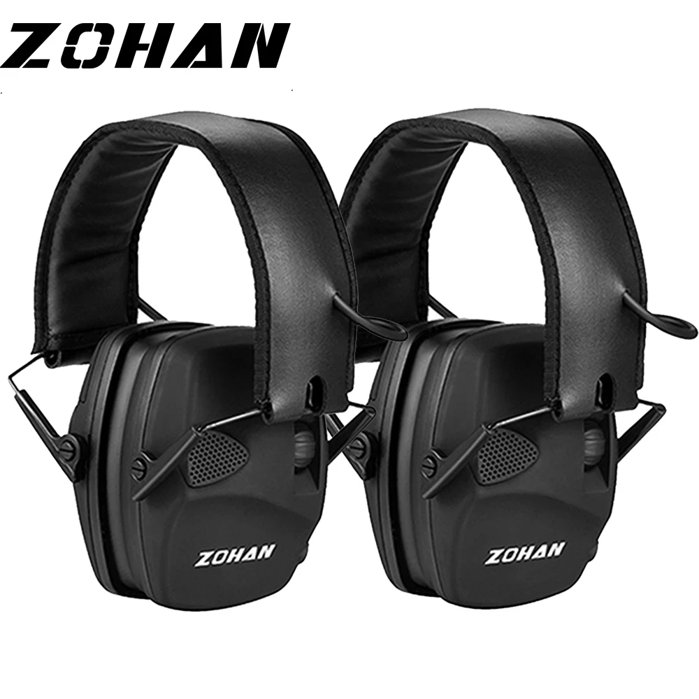 ZOHAN 2pcs Electronic Ear Protection for Shooting Range NRR 22db Sound Amplification Noise Reduction Ear Muffs for Gun Range