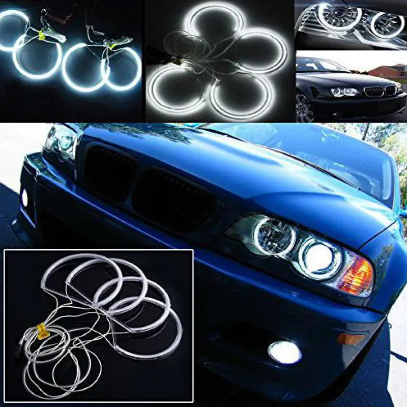 2X131mm and 2X146mm CCFL Headlight Halo ring Angel Eye Kits 8000K 7000K LED Halo Ring For BMW E46 E39 E36 3 Series white