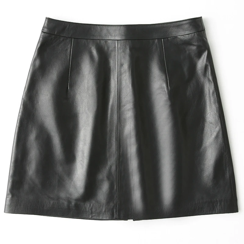 Real Sheepskin Plus Size Women Genuine Leather Skirt Spring Autumn Black Mini Skirt Korean Faldas Mujer Moda 2020 LWL1599