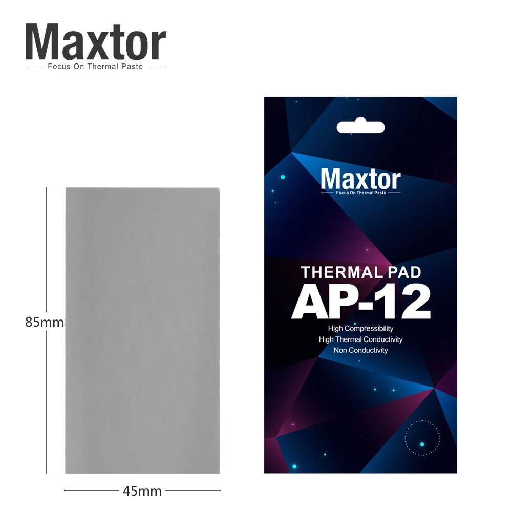 Maxtor-Alta Condutividade Térmica Dissipação de Calor Silicone Pad, Graxa Cooling Pad, CPU GPU, 14.8W/mk, AP-12