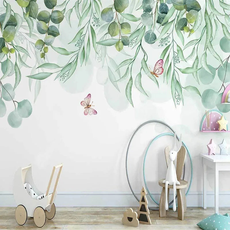 

Custom Mural Wallpaper Nordic Ins Hand-painted 3D Leaves Vine Simple Indoor Background Wall Decor Living Room Bedroom Wallpapers