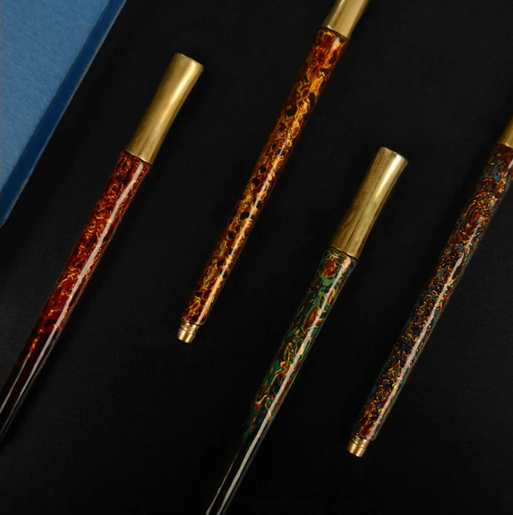 Large Lacquer Signature Pen  Chinese Style Gift Ballpoint Pen Intangible Cultural Rhinoceros Paint Pen