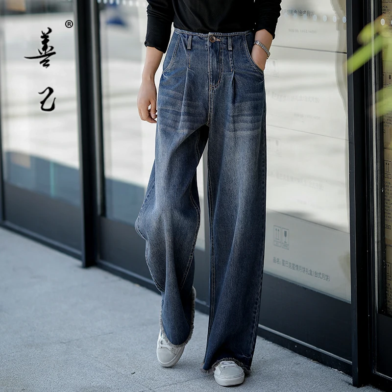 Tiihailey – pantalon Long en Denim pour femme, Jeans à jambes larges, taille 26 à 34, broderie d'automne, haute qualité, livraison gratuite, nouvelle collection 2021