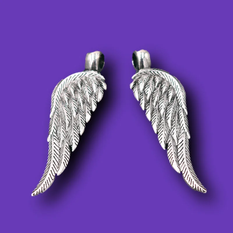 6pcs Silver Plated Eagle Wings Pendants DIY Charms Retro Necklace Earrings Jewelry Crafts Making-Brave and Fighting A2445