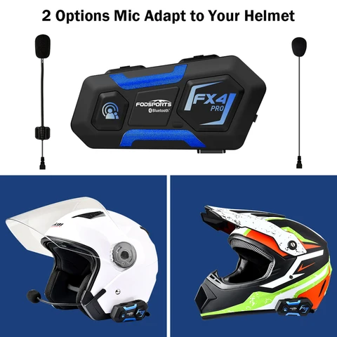 Fodsports FX4 Pro Шлем Интерком 1000м Группа Интерфон Мотоцикл Шлем Bluetooth Гарнитура Интеркомуникадор 4 Всадники Говоря в то же время с FM-радио