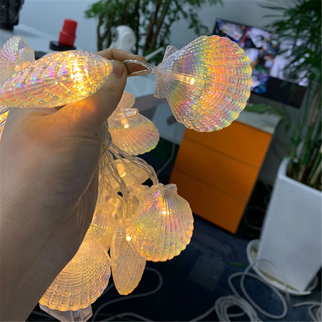 Seashell luzes da corda para decoração do feriado alimentado por bateria escudo luzes de fadas para terraço festa de jardim decoração da árvore de