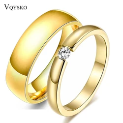 Gold Color Wedding Bands Couple Ring for Women Men Jewelry Stainless Steel Engagement Rings Anniversary Gift Design Wholesale
