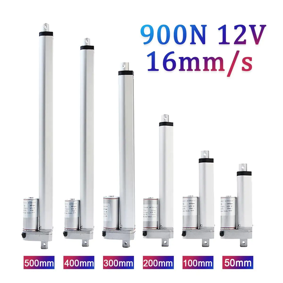 Metal Electric Linear Actuator DC 12V Linear Motor with Brackets Moving Distance Stroke 50mm 100mm 200mm 300mm 400mm 500mm