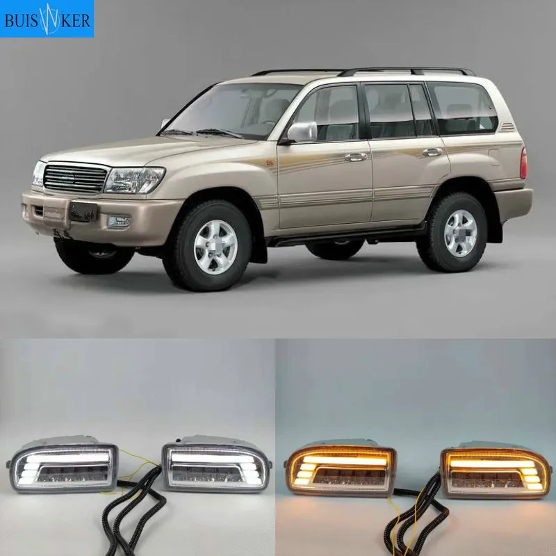 A pair Modified front fog lamp For Toyota Land Cruiser Fj100 LED With Lens Front Bumper lamp Daytime Running Light