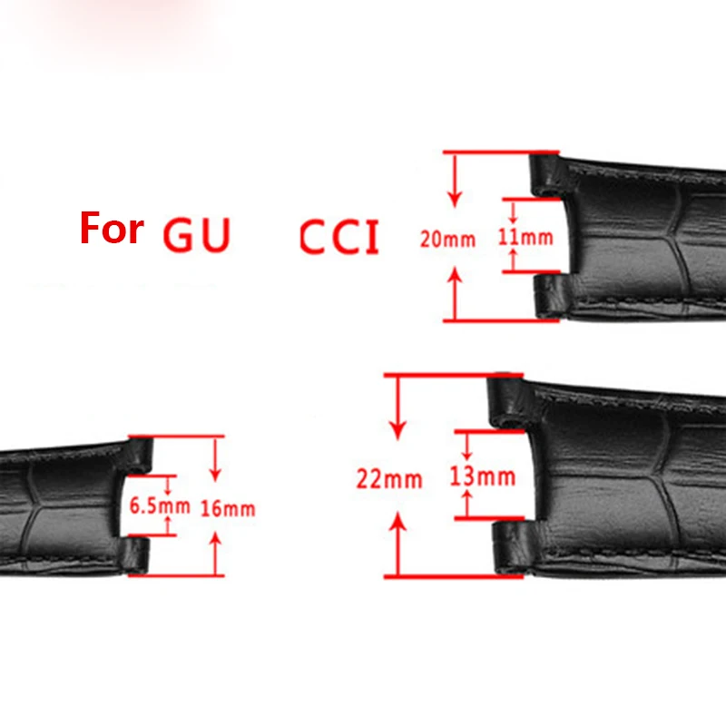 Slub pattern notch leather watch strap suitable for GC  gu-ess  Pasha male bracelet 20 22mm notch end watc h band