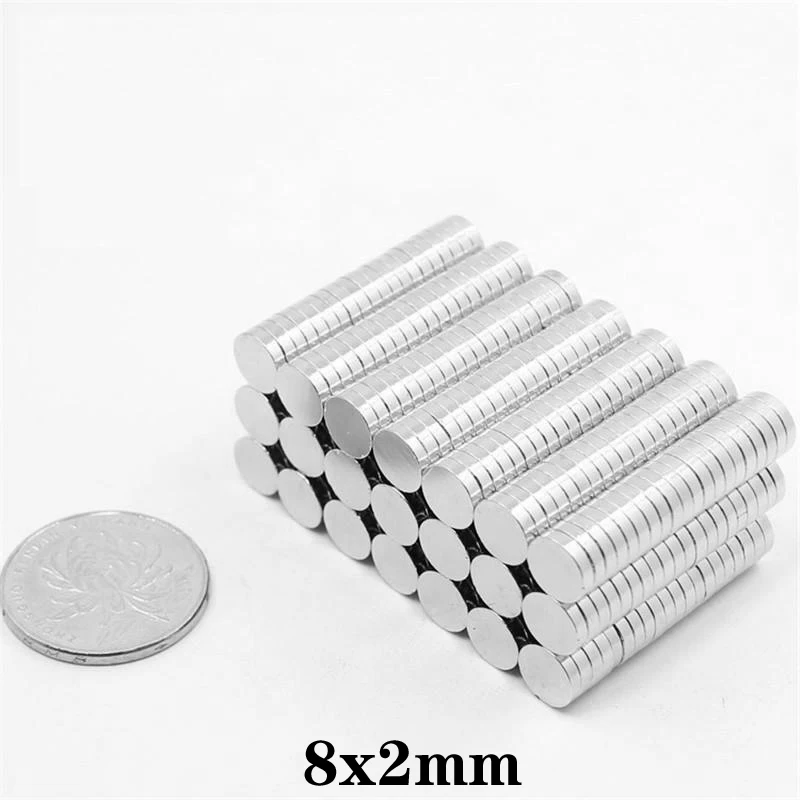 50~600PCS 8x2 mm Neodymium Magnet 8mmx2mm Permanent Round Magnet strong 8x2mm Super Powerful Magnetic Disc Magnet sheet 8*2 mm