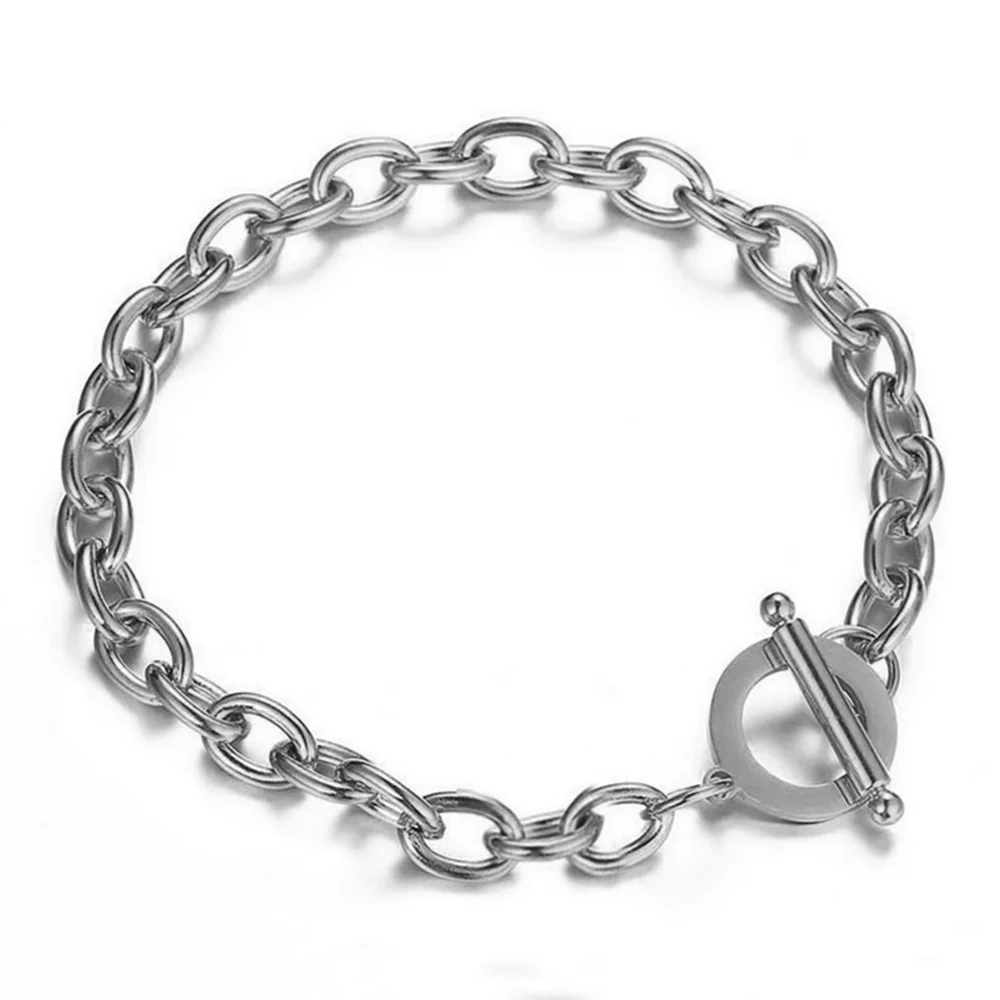 Edelstahl-Armband mit Ein-Wort-Schnalle, personalisierte Mode, Kreuz-Paar-OT, vielseitige runde Kette – Detail 4