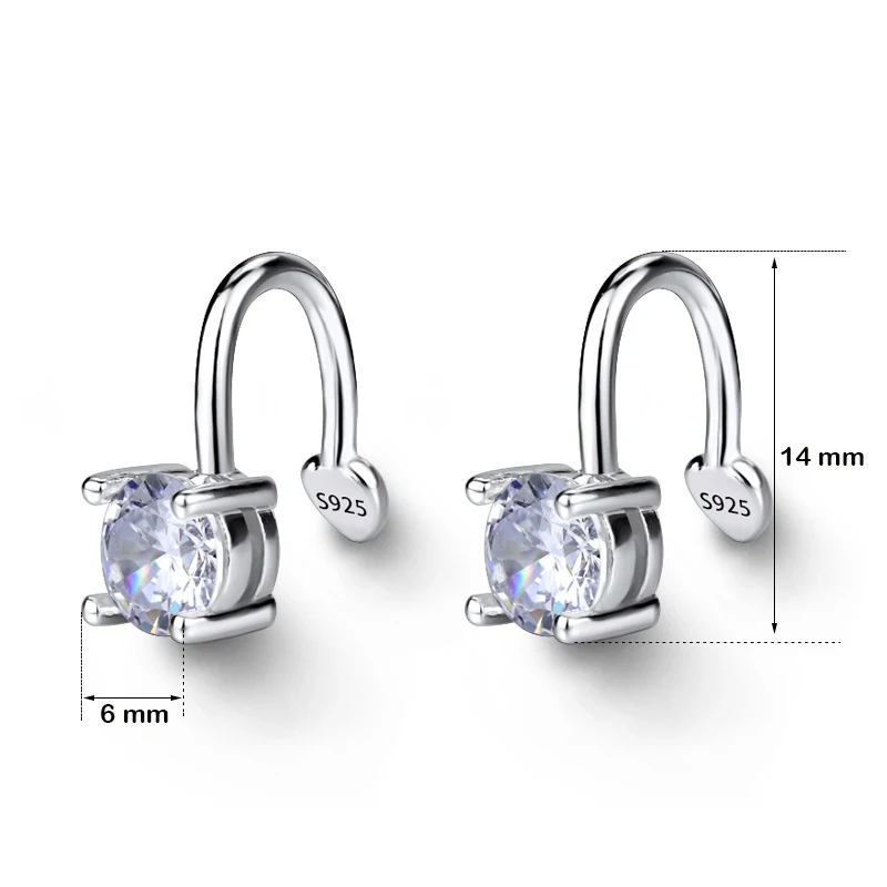 Small Cubic Zirconia Earring Clip Simple Earring Cuff  Without Pierce Fine Ear Jewelry For Lady Girls