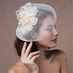 Bride Fedoras with Clip Fascinator Hairpin for Women Wedding Party Fascinat Mesh Yarn Flower Hair Pins Hat Hair Accessories