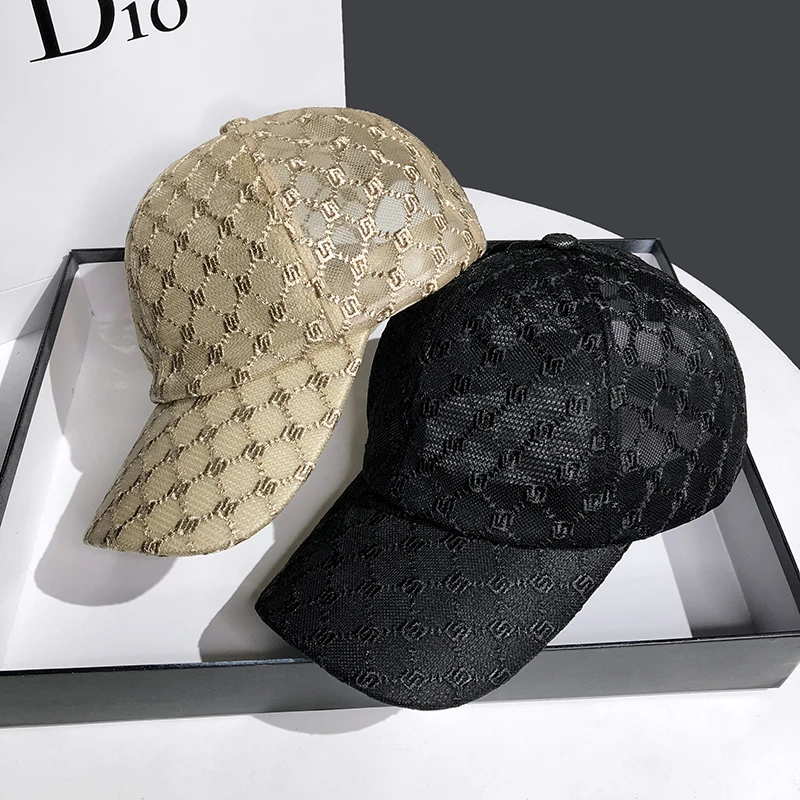 2021 New Best-selling Hat Summer Thin Hollow Mesh Ladies Caps Net Red The Same Fashion All-match Tide Brand Baseball Cap