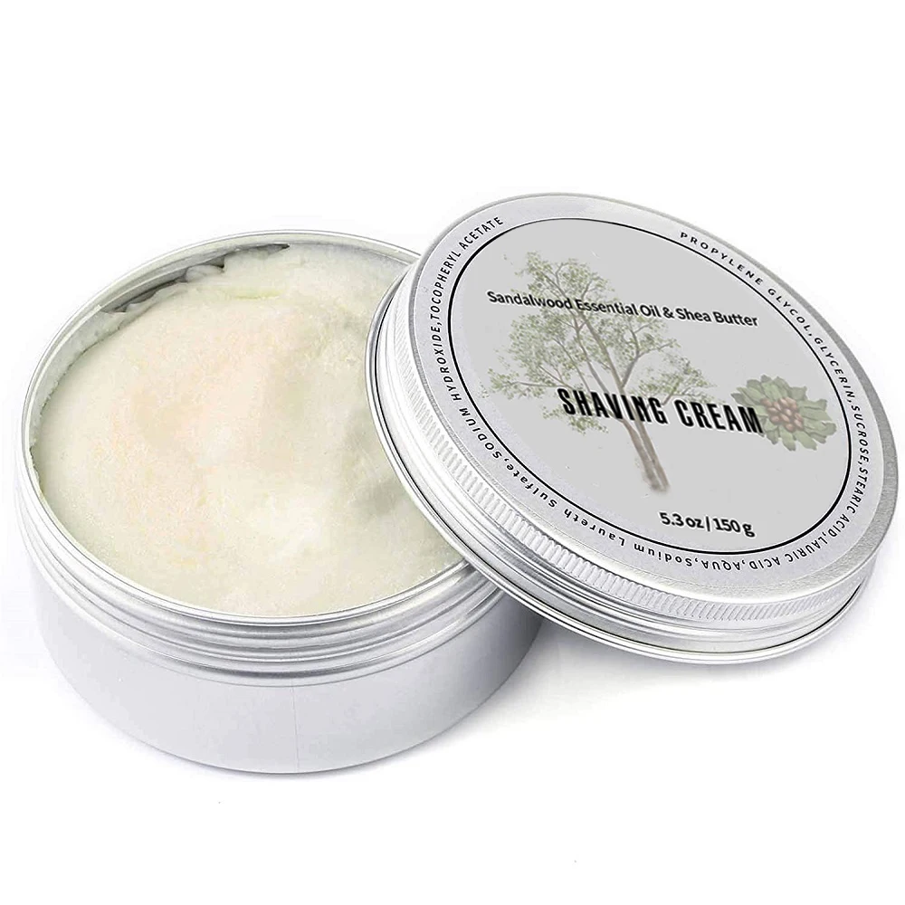 New 5.3OZ 150g Shaving Cream Body Cream for Men Women Wet Shave Latheing,Sensitive Skin,Sandalwood Shea Nut Essential Oil